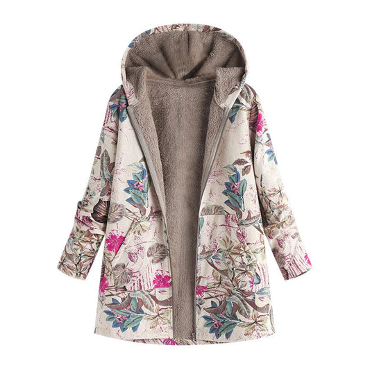 Chaquetón Invierno Floral Mujer con Capucha - Vestiria