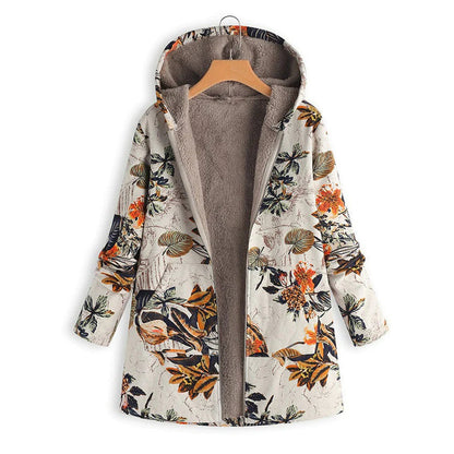 Chaquetón Invierno Floral Mujer con Capucha