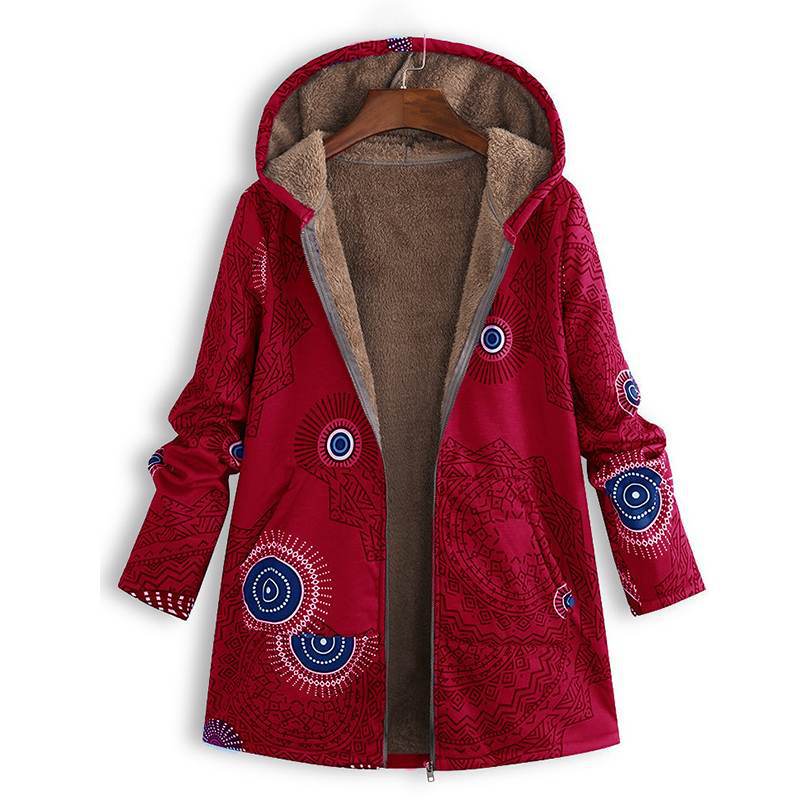Chaquetón Invierno Floral Mujer con Capucha