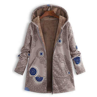Chaquetón Invierno Floral Mujer con Capucha
