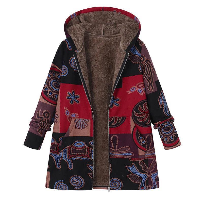 Chaquetón Invierno Floral Mujer con Capucha