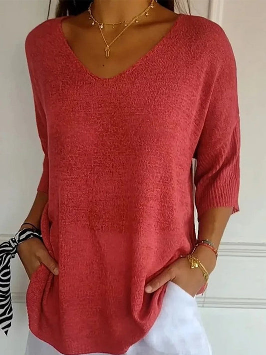 Jersey Punto Mujer Cuello V Moderno - Vestiria