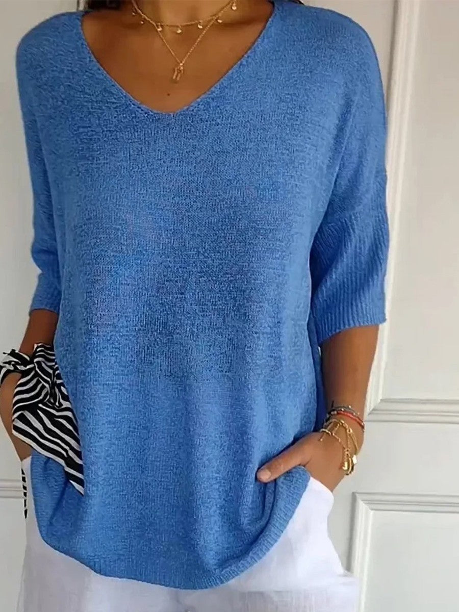 Jersey Punto Mujer Cuello V Moderno