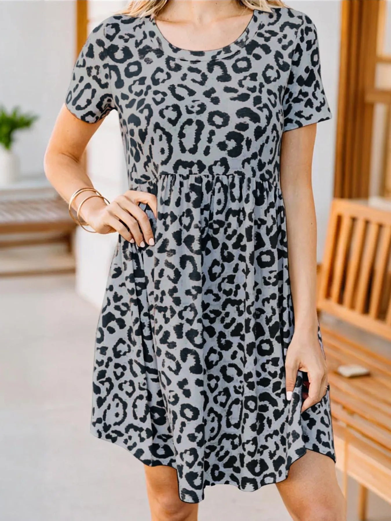 Vestido Leopard Print Verano Corto