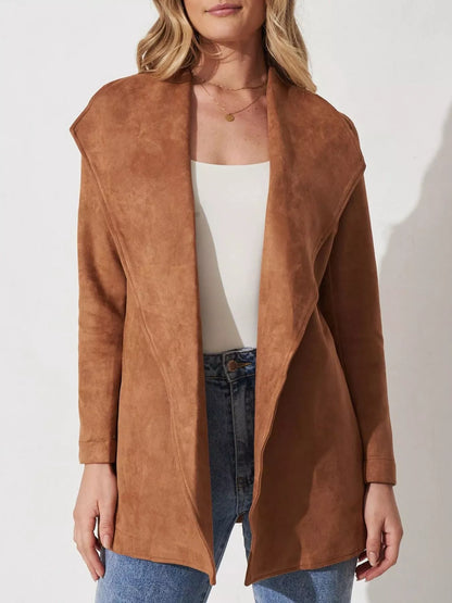 Chaqueta de ante elegante cuello ancho - Vestiria