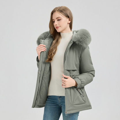 Chaquetón Corto Capucha Grande Pelo Sintético