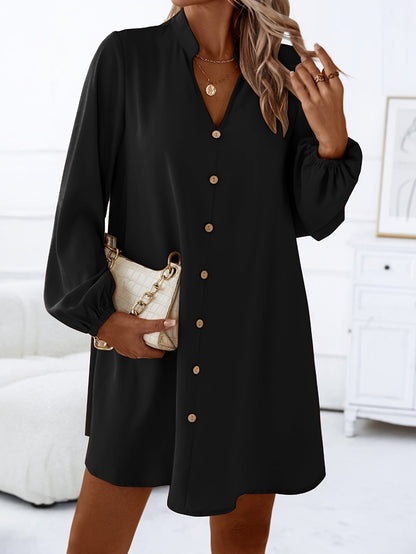 Vestido Casual Manga Larga Cuello V