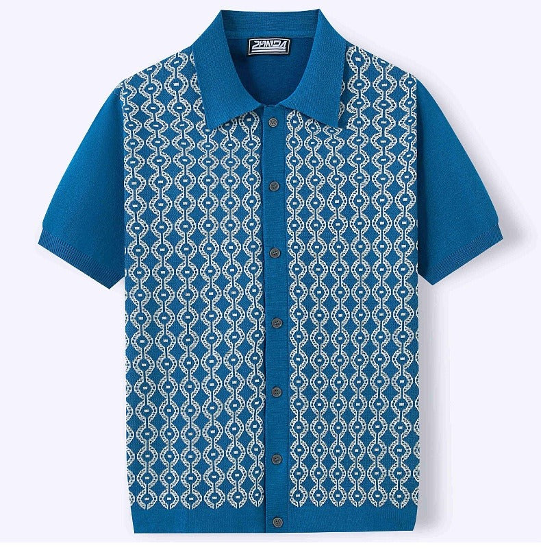 Camisa Polo Hombre Estampado Geométrico Moderna