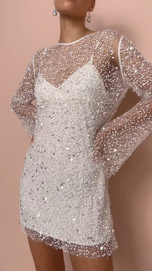 Vestido de Noche Brillante con Lentejuelas - Vestiria