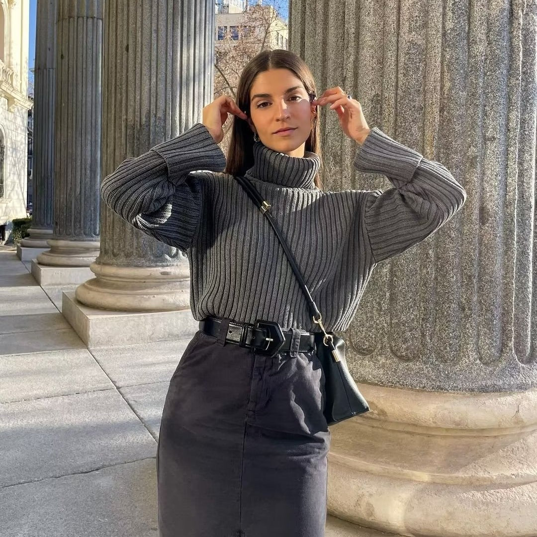 Jersey Cuello Alto Suéter Mujer - Vestiria