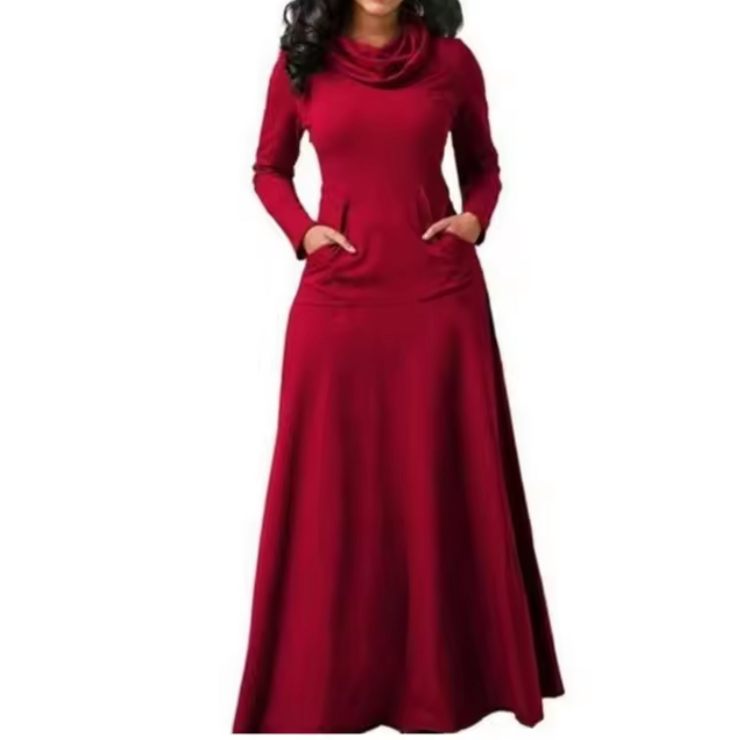 Vestido Maxi Mujer Escote Cascada Elegante