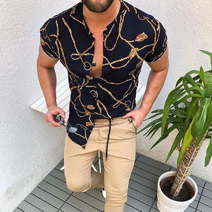 Camisa de verano estampada moderna hombre