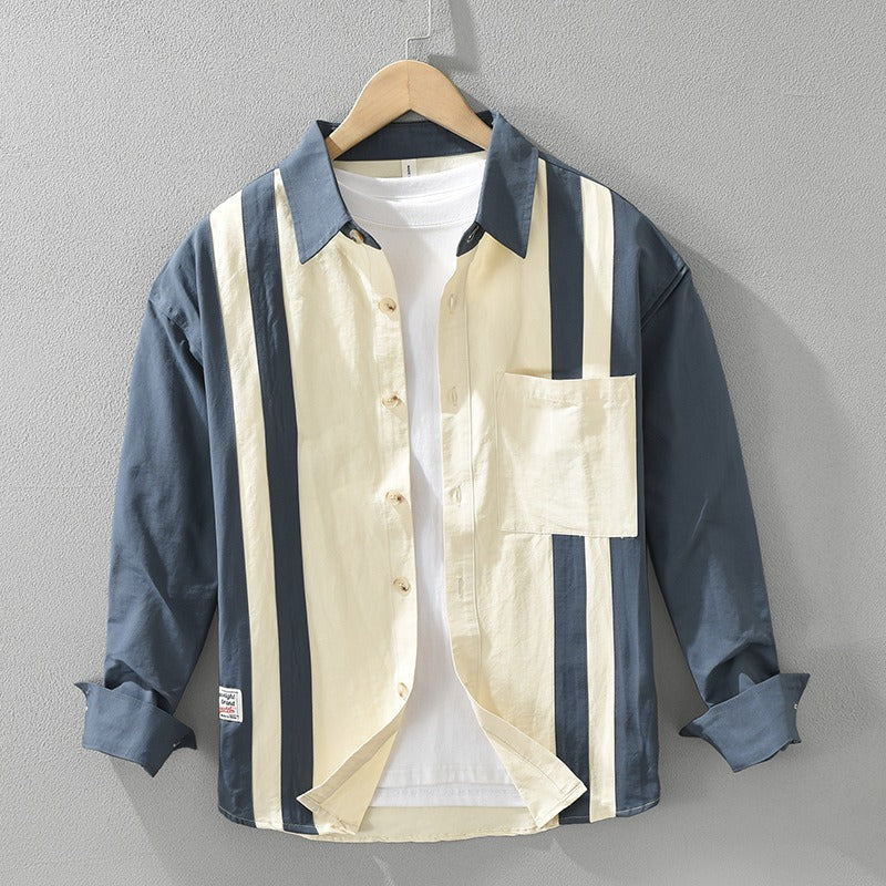 Camisa Hombre Algodón Estampado Clásico Relajado - Vestiria