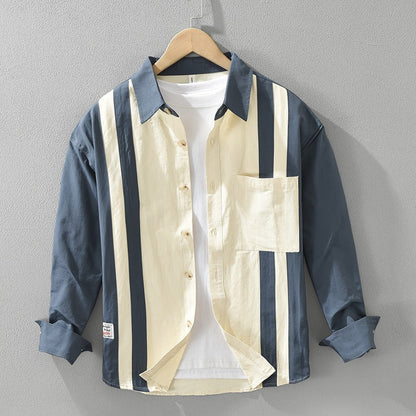 Camisa Hombre Algodón Estampado Clásico Relajado - Vestiria