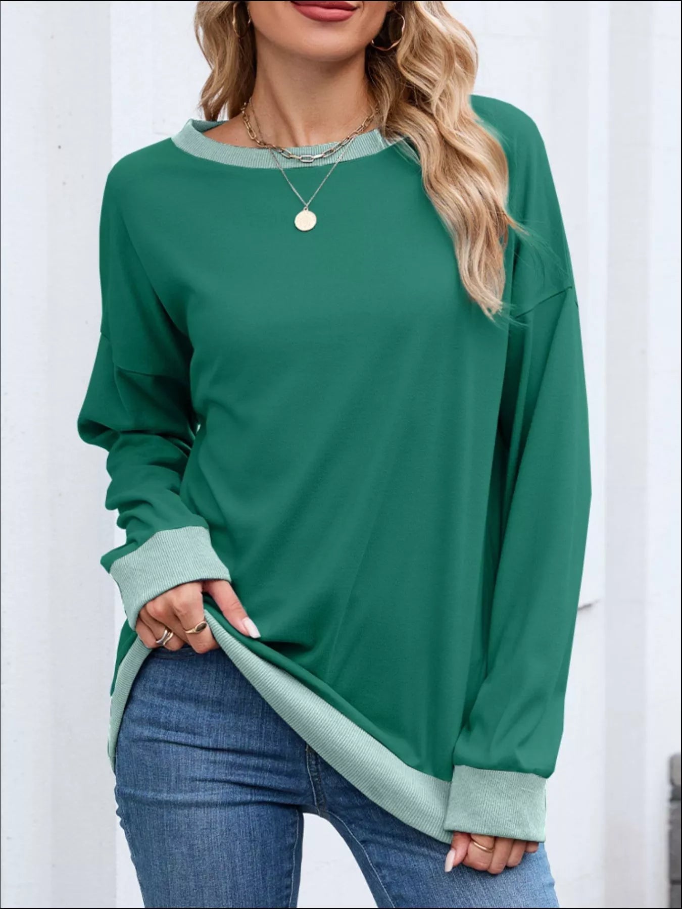 Sudadera casual cuello alto manga larga