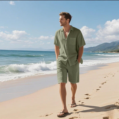 Traje de verano ligero para hombre lino fresco