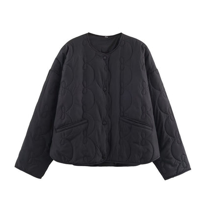 Chaqueta acolchada lazos cálida mujer