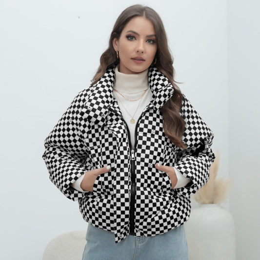 Chaqueta abrigada de mujer cuello alto - Vestiria