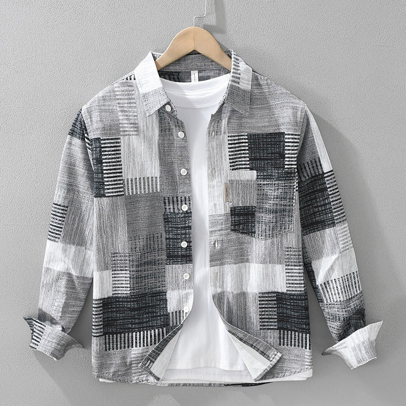 Camisa Hombre Algodón Estampado Colorida Casual