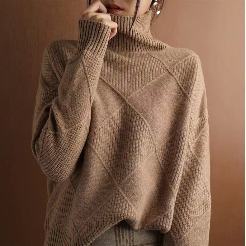 Sudadera gruesa cuello alto mujer
