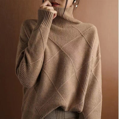 Sudadera gruesa cuello alto mujer