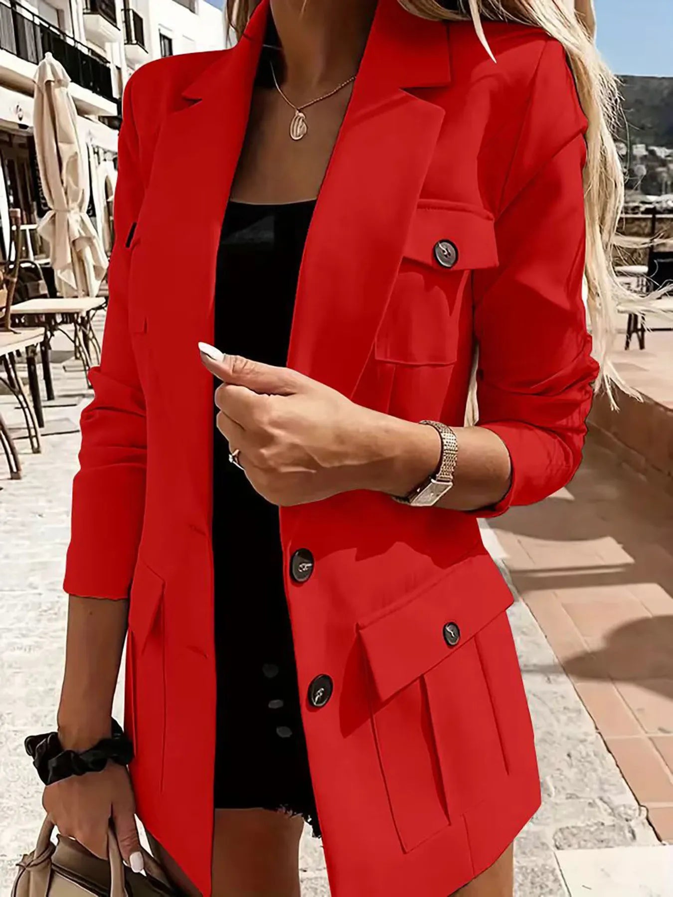 Chaquetón Mujer Elegante Cuello Solapa