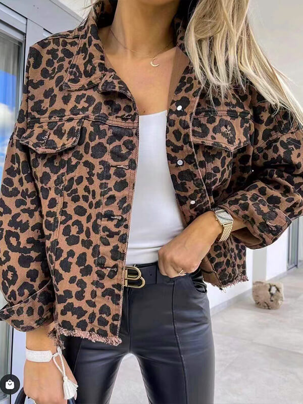 Chaqueta de cuero vaquero con estampado animal print - Vestiria