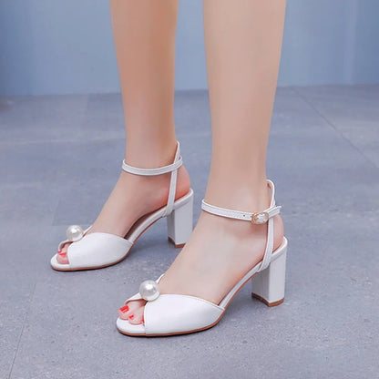 Sandalias Tacón Alto Mujer Diseño Perla Elegante - Vestiria