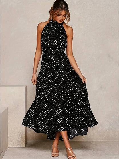 Vestido sin mangas Escote Redondo con Estampado de Lunares - Vestiria