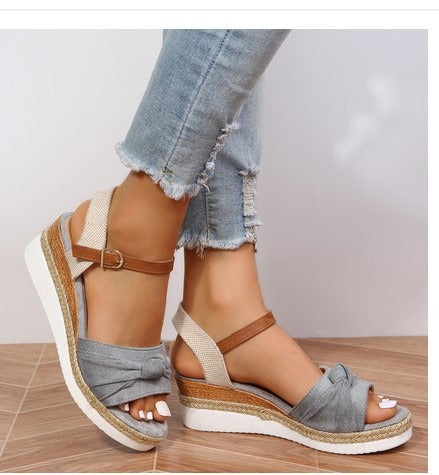 Sandalias de tacón mujer con lazo - Vestiria
