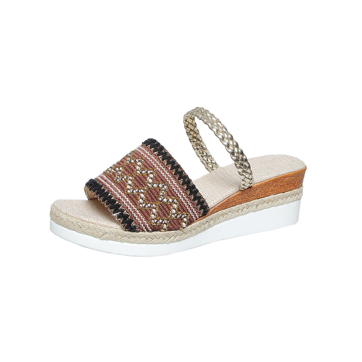 Sandalias de Cuña de Verano con Diseño de Ondas Coloridas Mujer