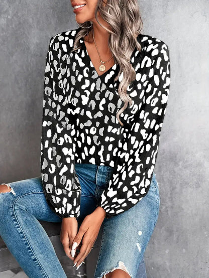 Blusa de manga larga leopardo elegante - Vestiria