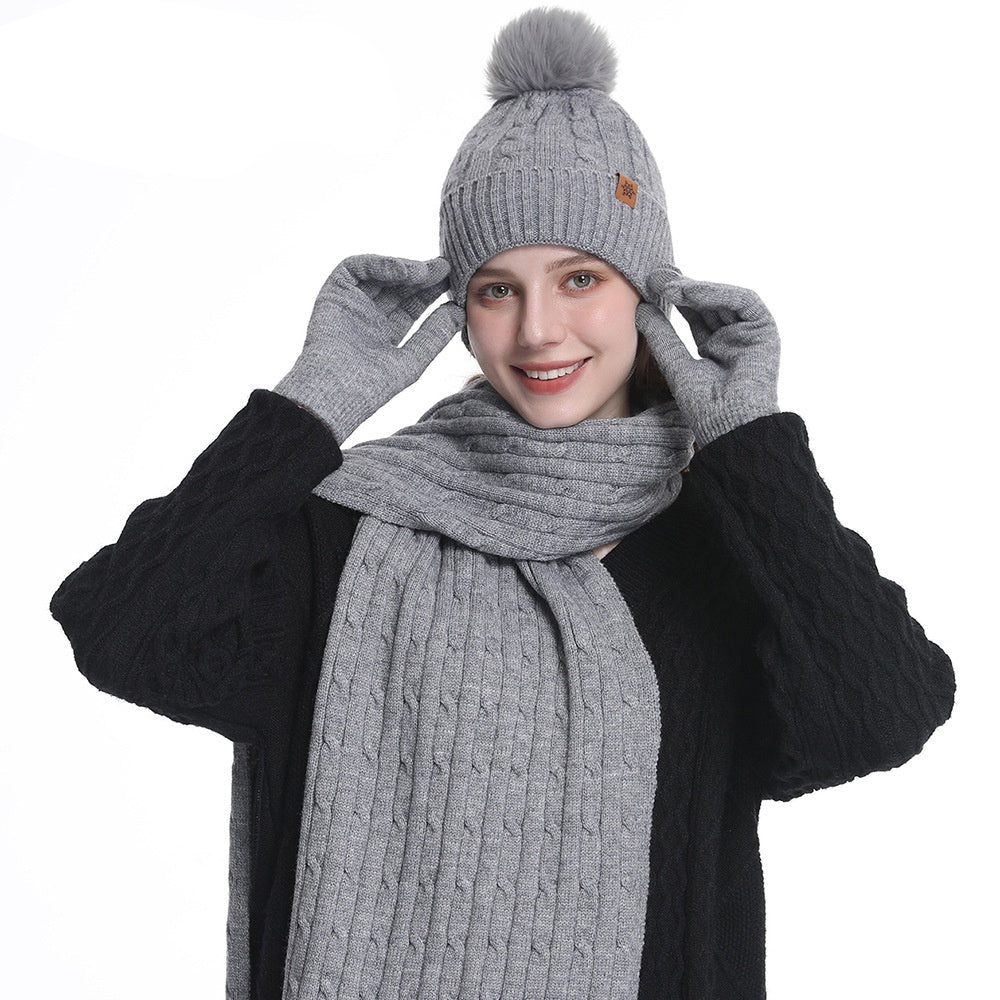 Conjunto gorro bufanda y guantes Invierno Abrigado