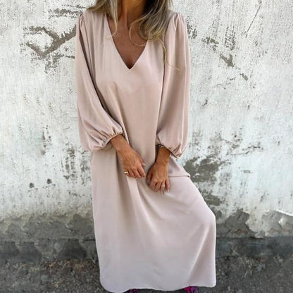 Vestido Largo Elegante con Mangas Rizadas - Vestiria