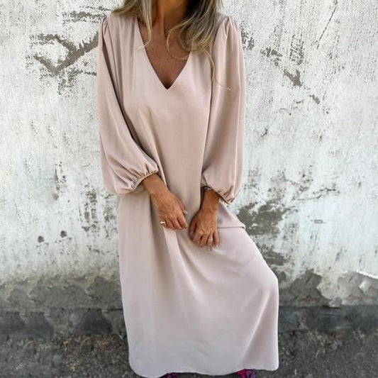 Vestido Largo Elegante con Mangas Rizadas - Vestiria