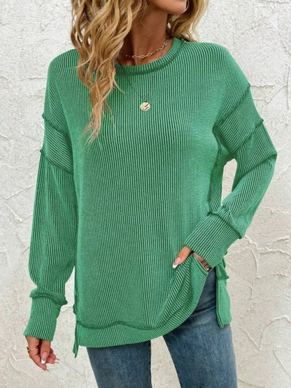 Jersey Cuello Redondo Rayas Elegante Mujer