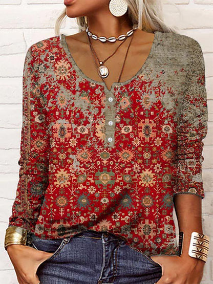 Blusa Estampada Étnica Mujer