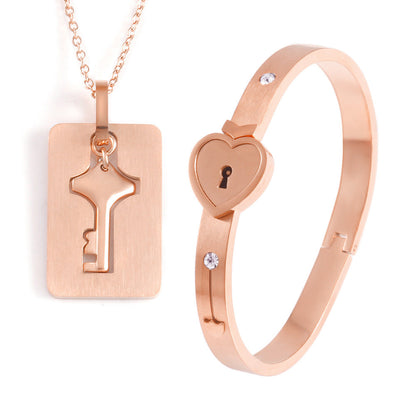 Pulsera Pareja Corazón Candado Llave Romántica