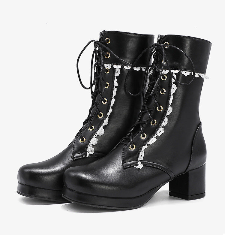 Botas Mujer Encaje Azul Celeste