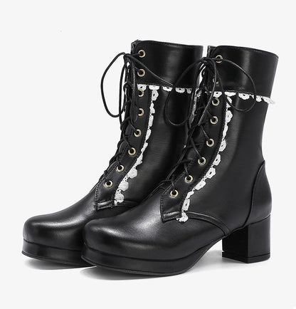 Botas Mujer Encaje Azul Celeste