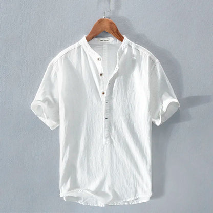 Camisa Hombre Algodón Lino Casual Botones
