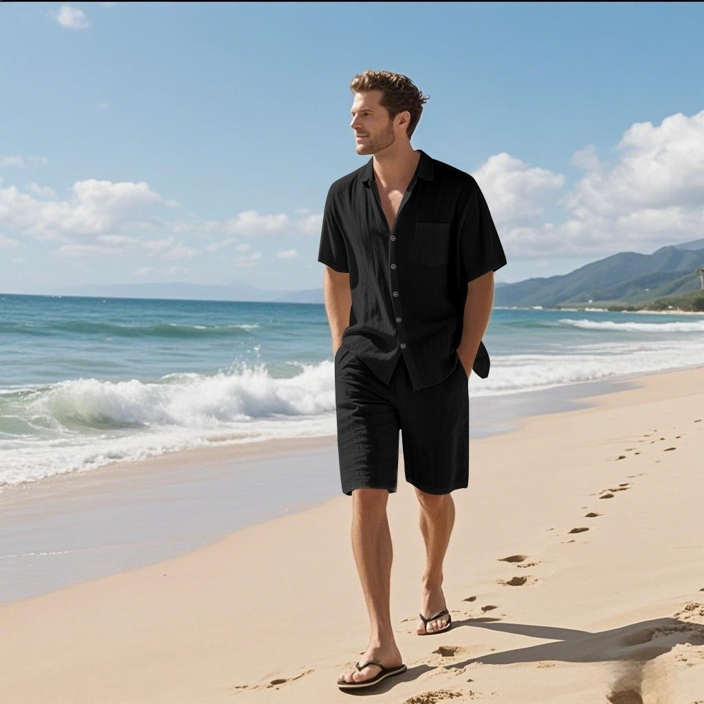Traje de verano ligero para hombre lino fresco
