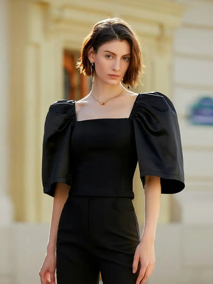 Blusa Raso Elegante Mangas Florales