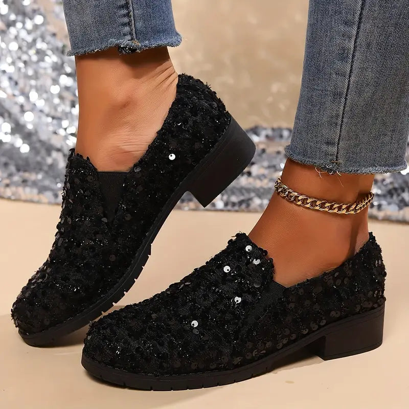 Mocasines Glitter con Tacón Alto - Vestiria