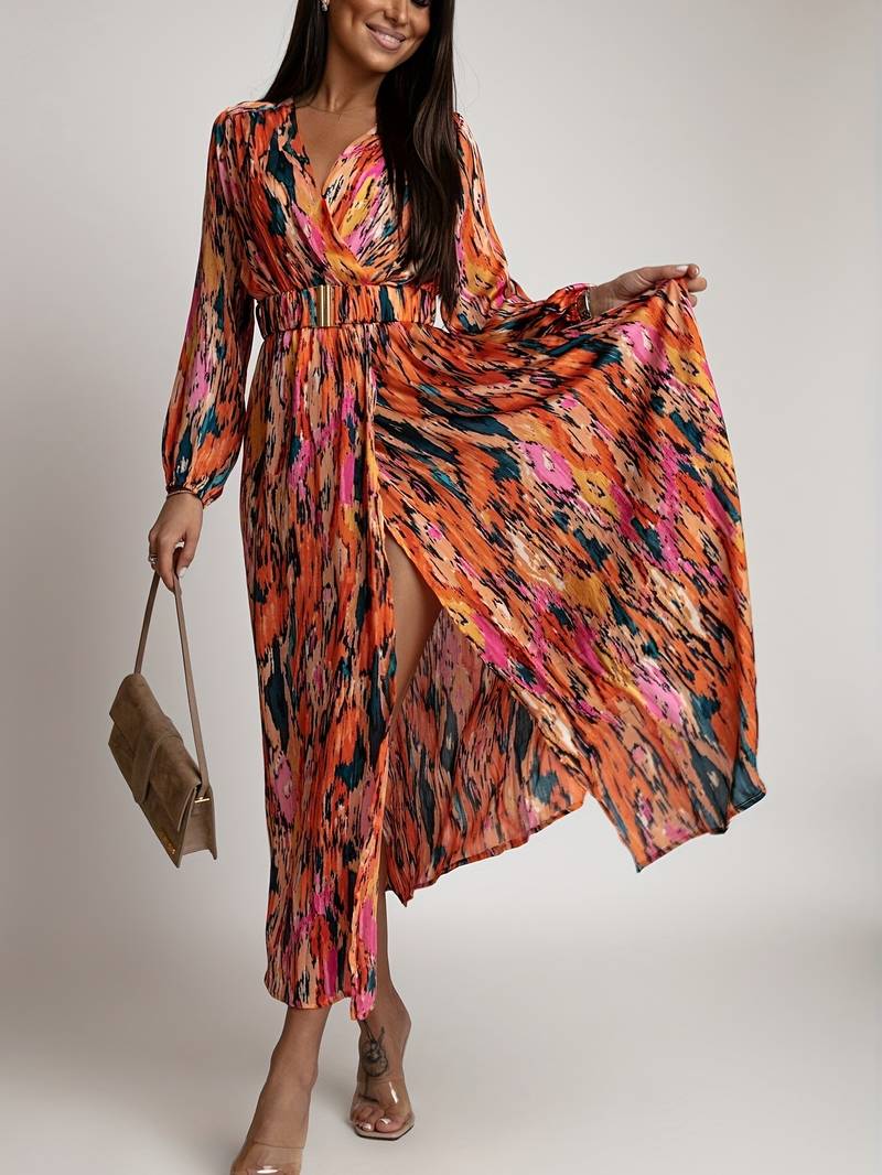 Vestido Mujer Estampado Escote Envuelto