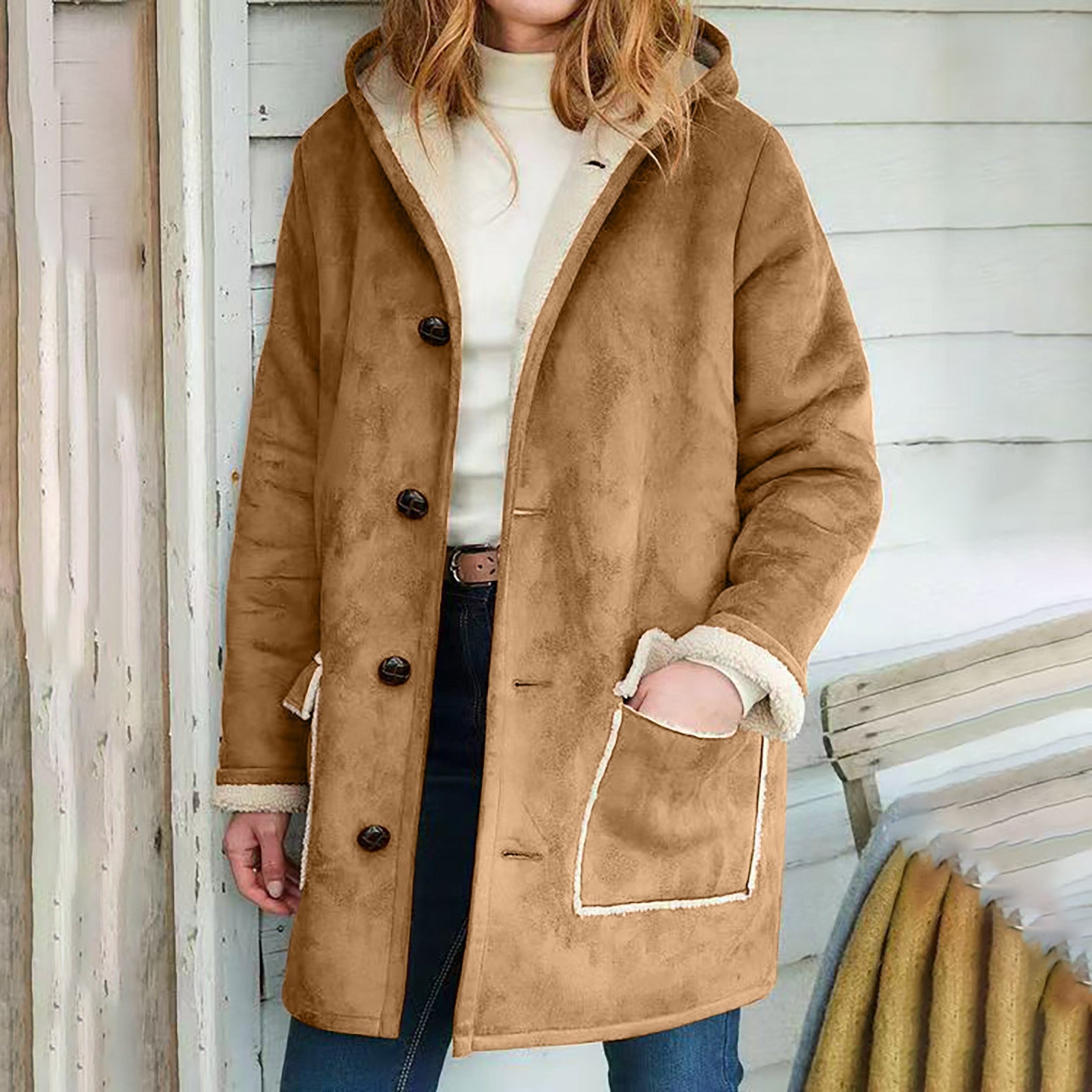 Chaquetón Mujer Ante Suave Interior Plush - Vestiria