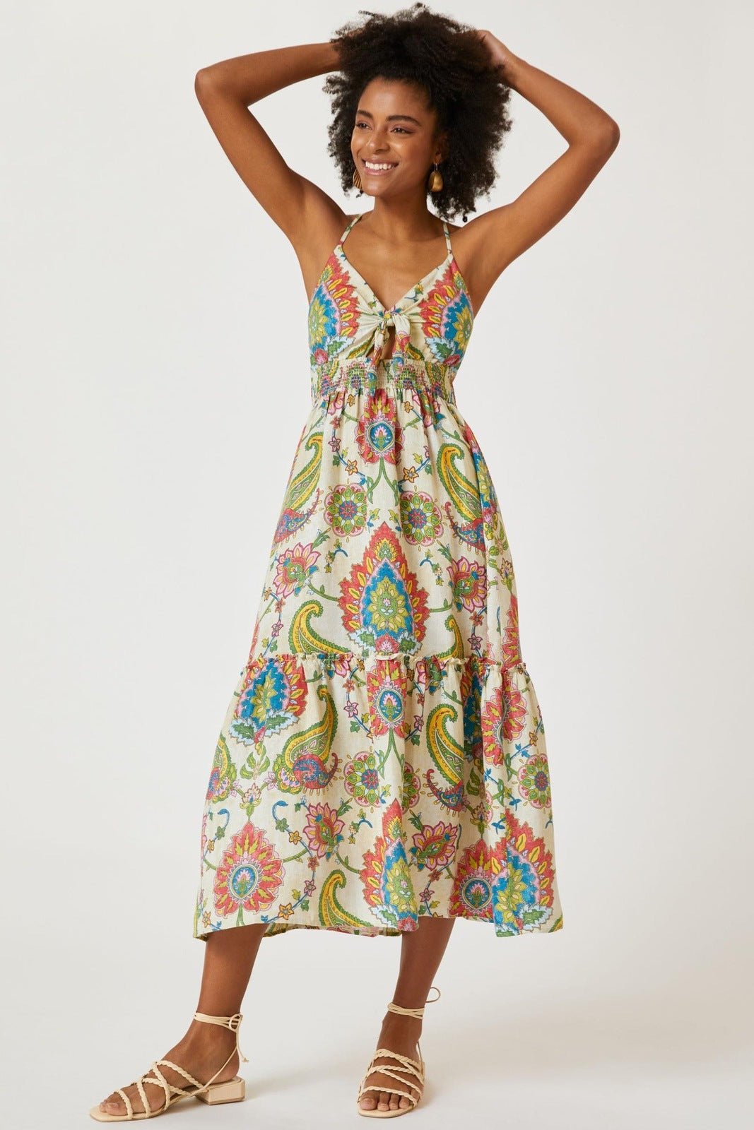 Vestido Midi Estampado Sin Espalda Sexy - Vestiria