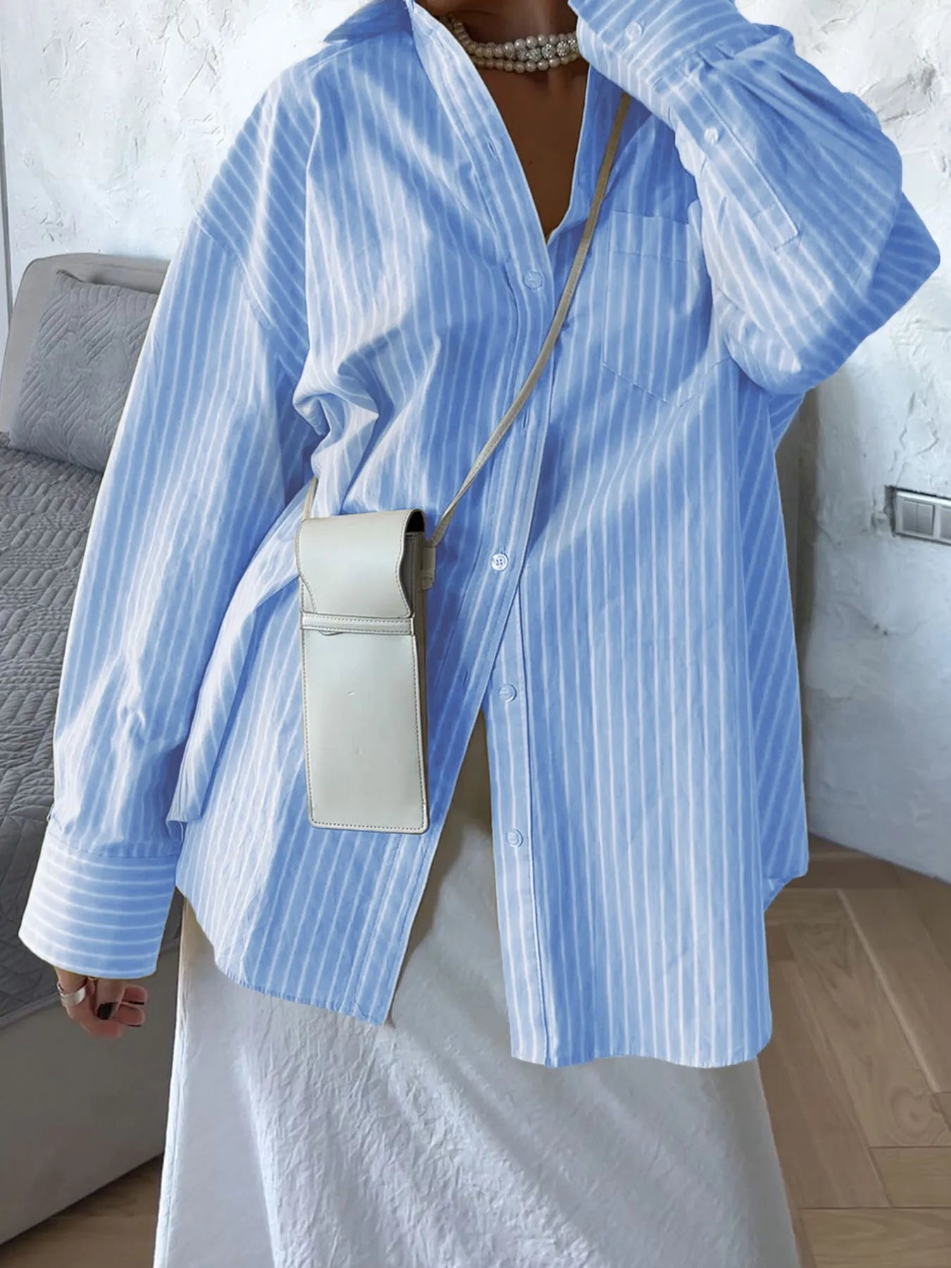 Camisa Mujer Rayas Clásica Manga Larga