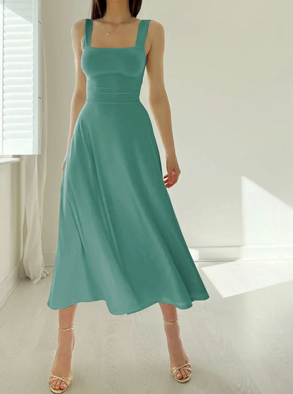 Vestido de Tirantes Anchos Feminino