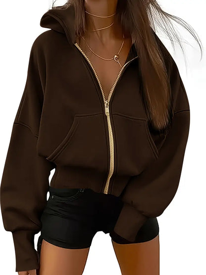 Sudadera Capucha Cremallera Algodón Mujer